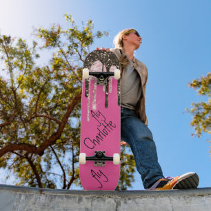 Skateboard Fille Parties scintillant rose chaud étincelante N