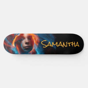 Skateboard Fille personnalisée en bleu électrique