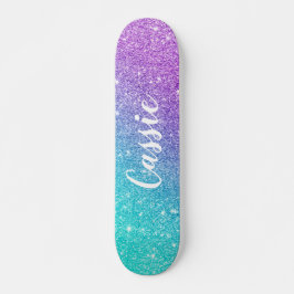 Skateboard Fille sirène violet parties scintillant chic turqu