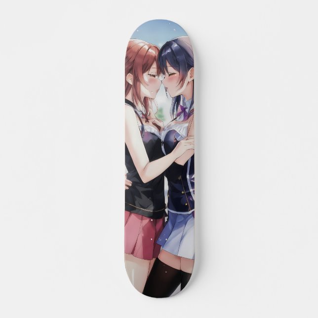 Skateboard Filles Anime Se Tenant L'Une L'Autre (Devant)