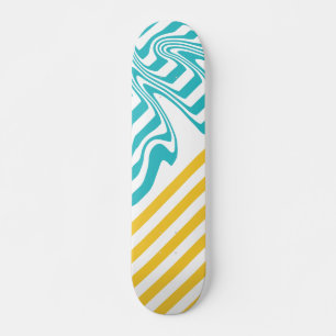 Skateboard Fissures et torsades en Turquoise et Jaune