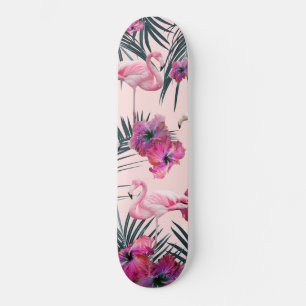 Skateboard Flamant rose Hibiscus Jungle Siesta #2 #tropical