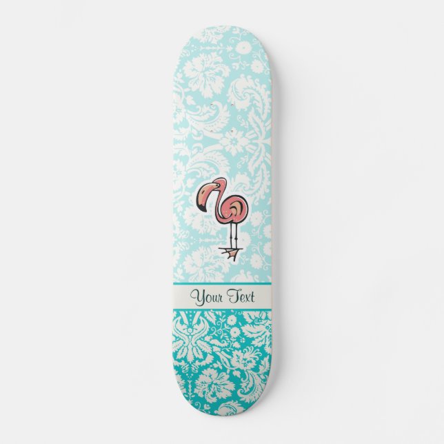 Skateboard Flamant rose mignon de bande dessinée (Recto)