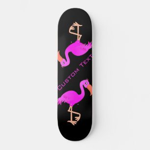 Skateboard Flamant rose mignon - Happy - Ajouter votre texte 