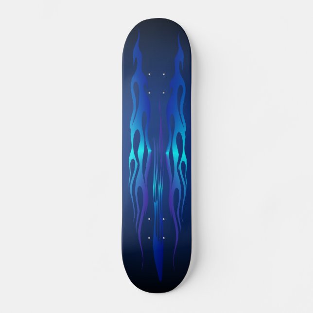 Skateboard Flamme bleue sur la planche à roulettes bleue (Recto)