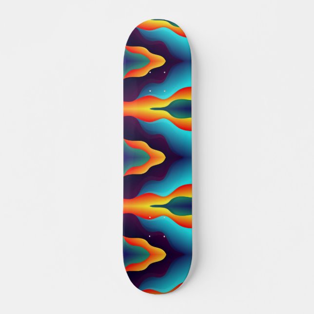 Skateboard Flammes Abstraites turquoises (Devant)