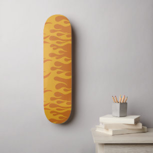 Skateboard Flammes d'incendie rétro brûlées Orange 60s les an
