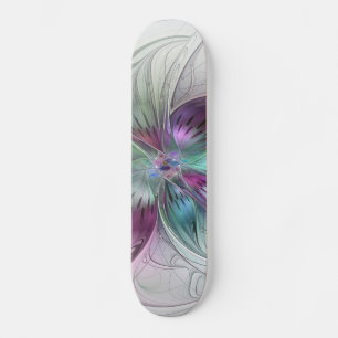 Skateboard Fleur Abstraite colorée Art moderne floral fractal