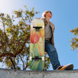 Skateboard Fleur Aquarelle Ressort Jardin Tulip