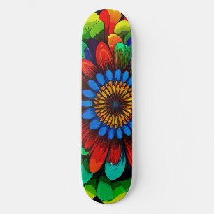Skateboard Fleur arc-en-ciel colorée 104