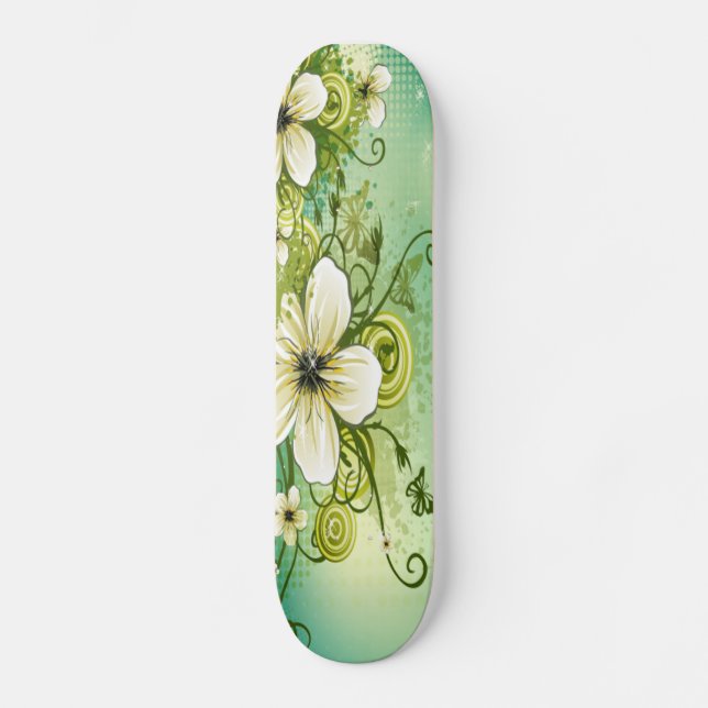 Skateboard Fleur blanche Sk8Bord (Recto)