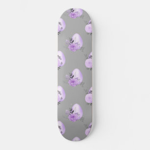 Skateboard Fleur Colorée Violette de Style Botanique Œuf de P