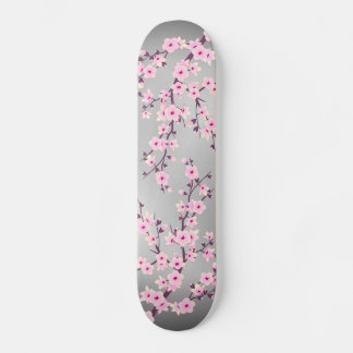 Skateboard Fleur de cerisier gris rose Asie Floral