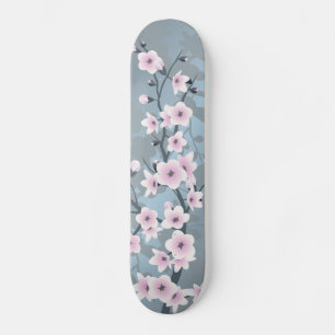 Skateboard Fleur de cerisier rose rose gris rose