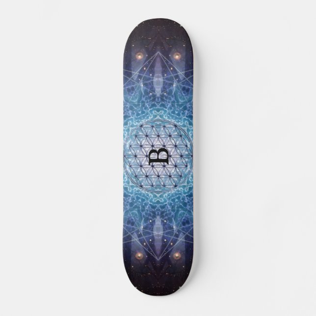 Skateboard Fleur de la vie/de cadeau spirituel personnalisé (Recto)