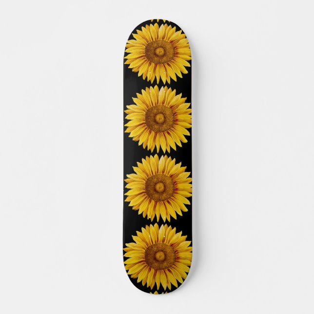 Skateboard Fleur de tournesol vintage joyeuse (Devant)