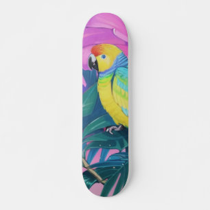 Skateboard Fleur/Hawaii/Tropical/perroquet 