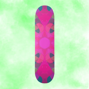 Skateboard Fleur Mandala Retro rose et bleu