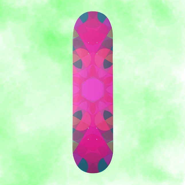 Skateboard Fleur Mandala Retro rose et bleu (Créateur téléchargé)