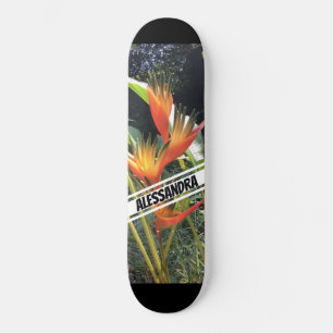 Skateboard Fleur orange tropicale