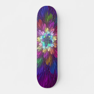 Skateboard Fleur psychédélique colorée Art fractal Abstrait