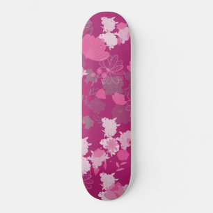 Skateboard fleur rose