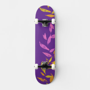Skateboard Fleur rose jaune automne feuille 