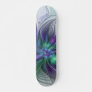 Skateboard Fleur vert violet Art Abstrait moderne Fractal