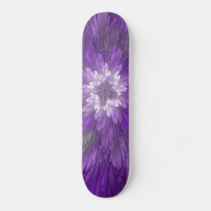 Skateboard Fleur Violette Psychedelique Art Fractal Abstrait