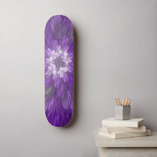 Skateboard Fleur Violette Psychedelique Art Fractal Abstrait