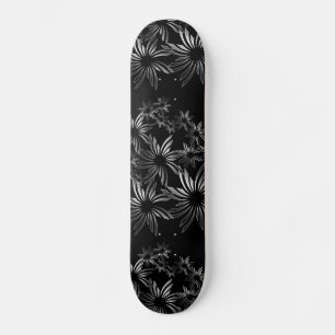Skateboard Fleurs argentées