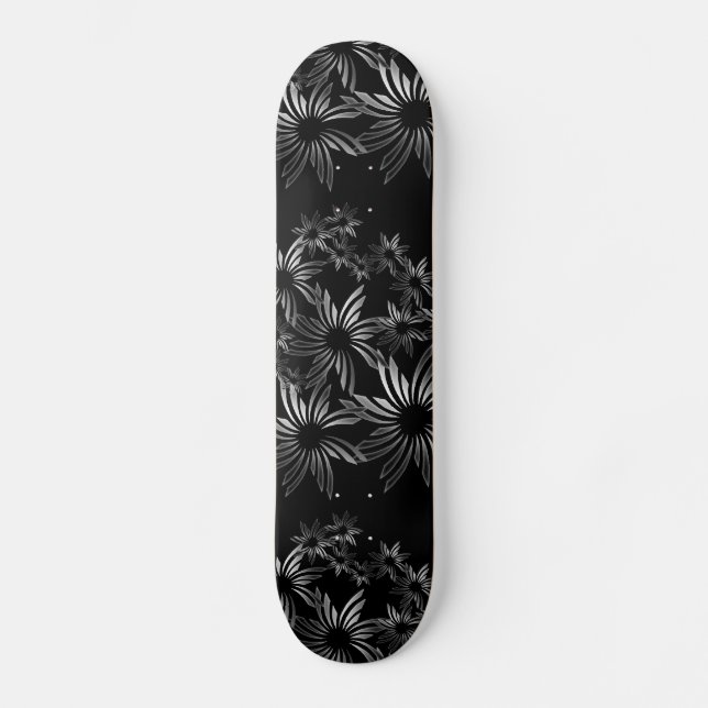Skateboard Fleurs argentées (Recto)