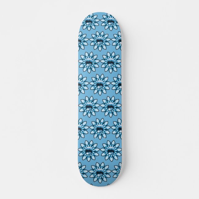 Skateboard Fleurs bleues (Devant)