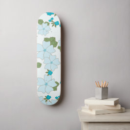 Skateboard Fleurs Bleues, Motif Floral, Motif De Fleurs