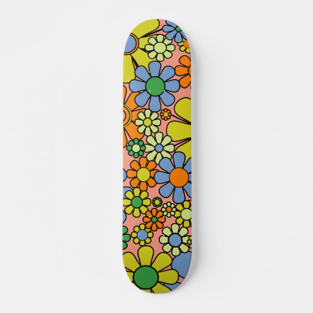 Skateboard Fleurs de Jardin Rétro 60s les années 70 Printemps (Devant)
