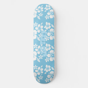 Skateboard Fleurs de plage bleu tropical