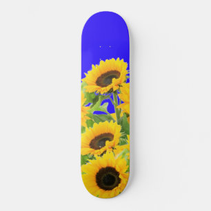 Skateboard Fleurs de soleil - drapeau ukrainien Paix Liberté 
