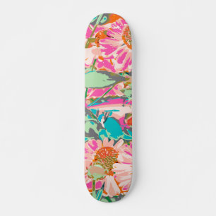 Skateboard Fleurs de soleil roses