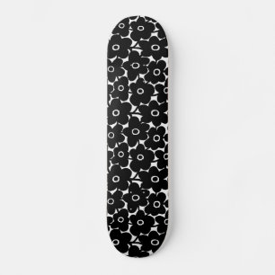 Skateboard Fleurs en gras - Noir sur blanc