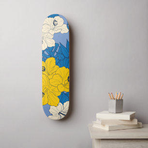 Skateboard Fleurs et feuilles d'hibiscus  