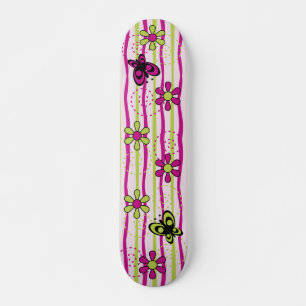 Skateboard Fleurs et papillons