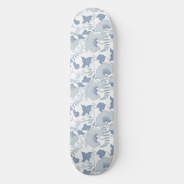Skateboard Fleurs japonaises blanches Delicate Arrière - plan (Recto)