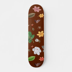 Skateboard Fleurs jaunes et roses blanches 12