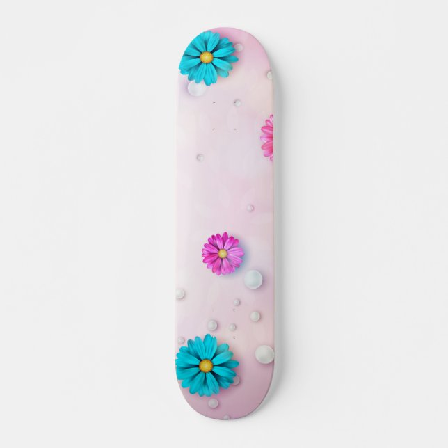 Skateboard Fleurs Motif 7 (Devant)