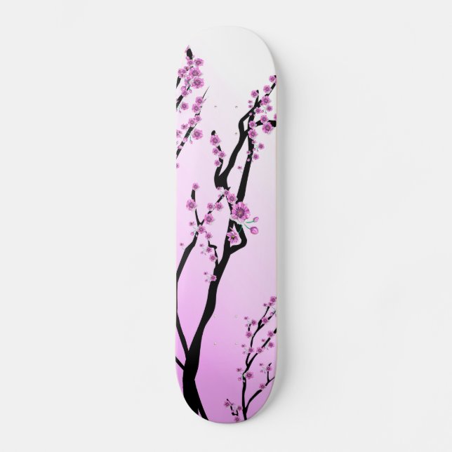 Skateboard Fleurs pourpres de cerise (Recto)