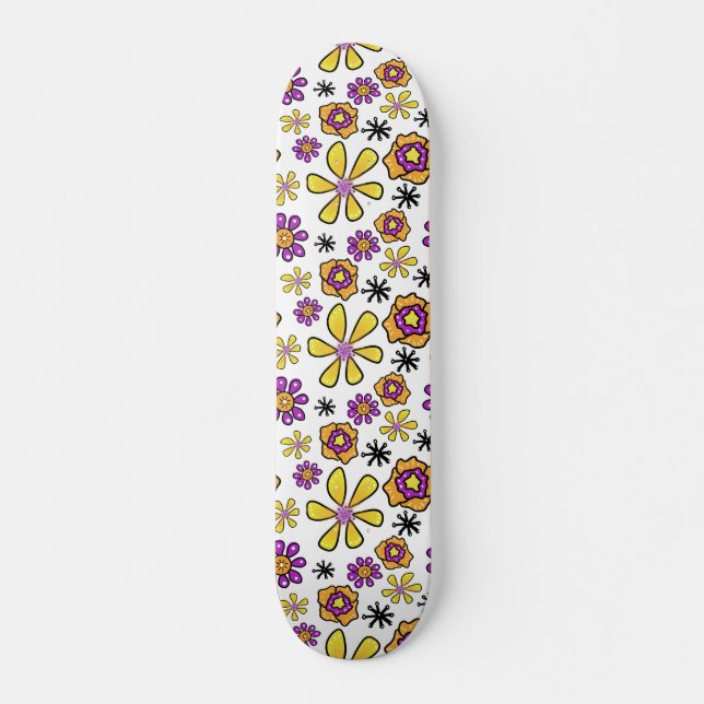Skateboard Fleurs rétro super (Devant)