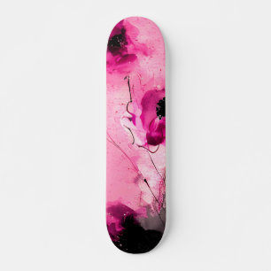 Skateboard Fleurs roses abstraites modernes 