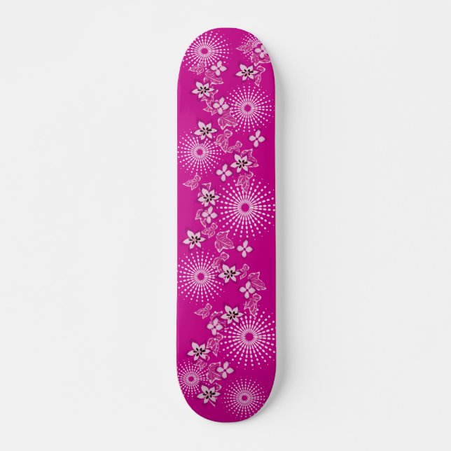 Skateboard Fleurs roses Girlie (Devant)