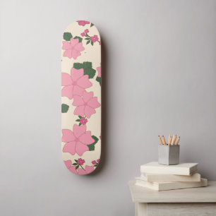 Skateboard Fleurs Roses, Motif Floral, Motif De Fleurs