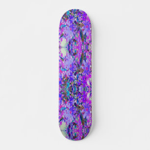 Skateboard Fleurs sauvages colorées violettes et magenta psyc